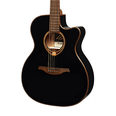 LAG T118ACE-BLK Tramontane Auditorium Cut Black Elektro Akustik Gitar